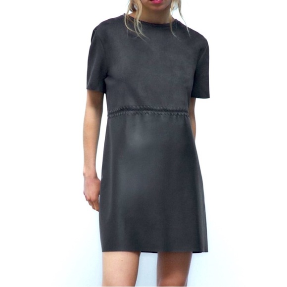 Zara Black Faux Leather Mini Dress - Picture 2 of 8